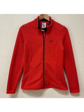 Salomon Advanced Skin Mid Layer Warm In Red Jacket Full Zip Size Small